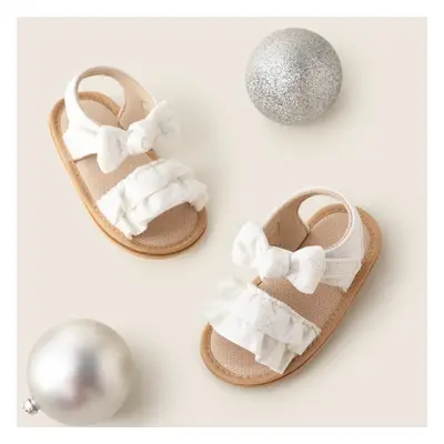 Baby Girl Casual Solid Ruffle Bowknot Sandals Prewalker Shoes