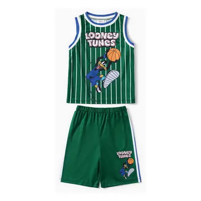 Looney Tunes Toddler/Kid Boys 2pcs Character Basketball Striped Tank Top with Shorts Sporty Set