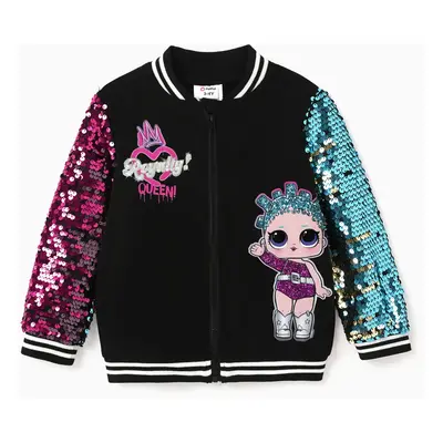 L.O.L. SURPRISE! Toddler/Kid Girl Character Print Sequin Sleeve Varsity Jacket