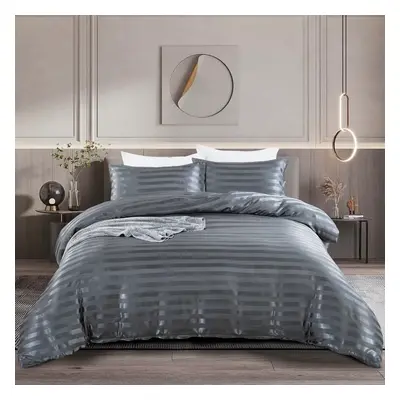 2/3pcs Simple Style Satin Striped Polyester Bedding,including Duvet Cover and Pillowcases