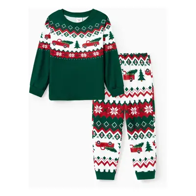 Green Christmas Tree Pajamas Matching Family Outfits (Long Sleeves)