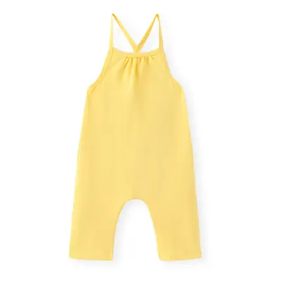 Toddler Girl Solid Color Cotton Sleeveless Jumpsuit