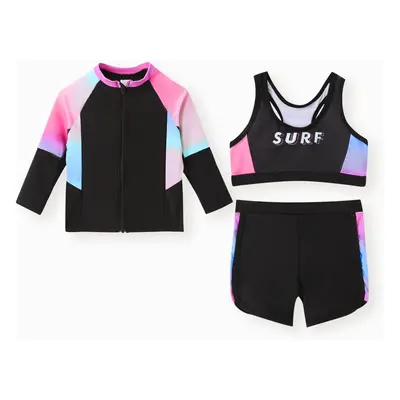 Toddler Girl 3pcs Sporty Swimsuits Set