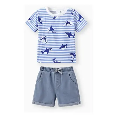 2pcs Toddler Boy Childlike Marine Pattern Set