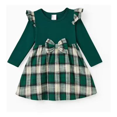 Green Plaid Matching Family Outfits Long Sleeves Co-ord