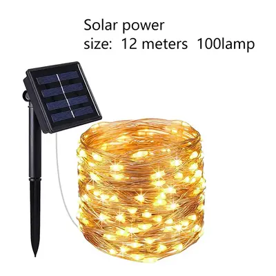 Solar-Powered LED Copper Wire Lights String, Outdoor Yard Decoration