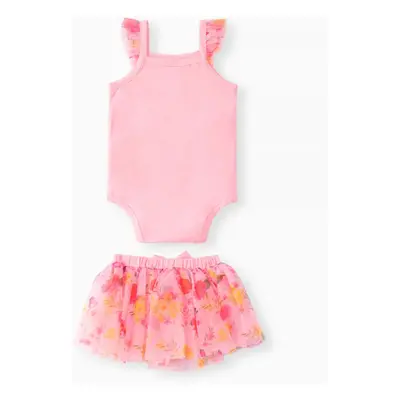 Baby Girl 2pcs Letter Print Romper and Skirt Set