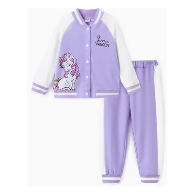 Toddler Girl 2pcs Unicorn Jacket and Pants Set