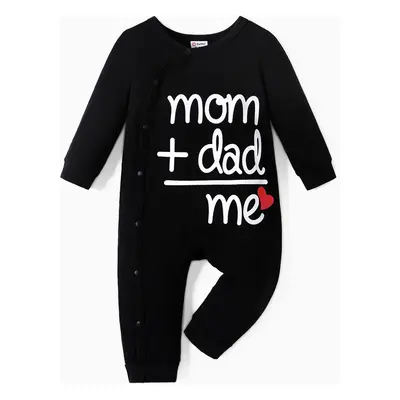 Baby Boy/Girl 95% Cotton Long-sleeve Love Heart and Letter Print Jumpsuit