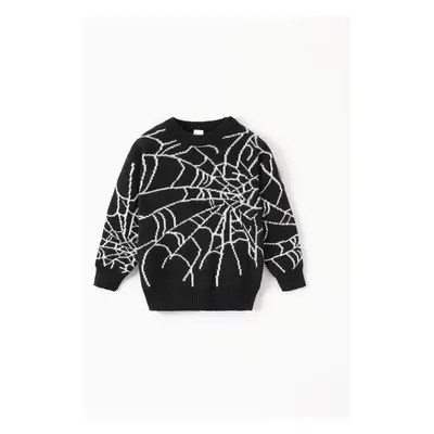 Toddler/Kid boy Geometric Spider Web Design Pattern Oversized Sweater