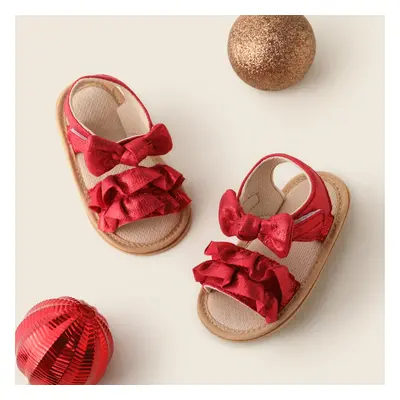 Baby Girl Casual Solid Ruffle Bowknot Sandals Prewalker Shoes