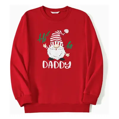 Family Matching Solid Color Santa&Letters Print Long Sleeve Cotton Tops