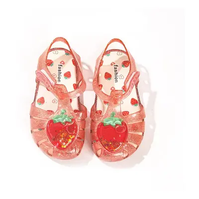 Toddler/Kids Girl Childlike Fruits Pattern Glitter Velcro Sandals