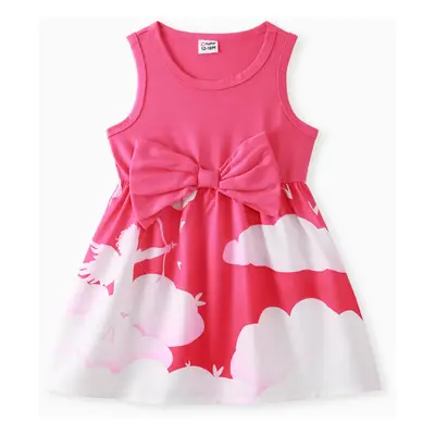 Valentine's Day Baby Girl Bow Design Bear Print Dress