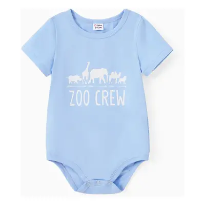 Family Matching Cotton Short Sleeves Round Neck Animal Theme Zoo Crew Graphic Tee