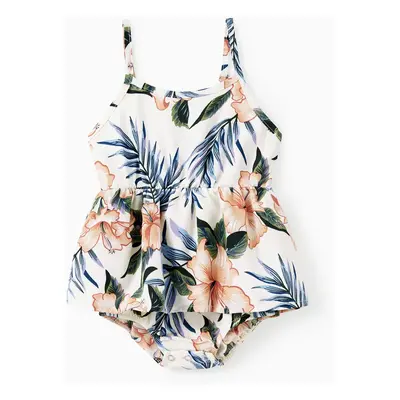 Family Matching Sets Floral Beach Shirt or V-Neck Strap Romper with Longline Skirt