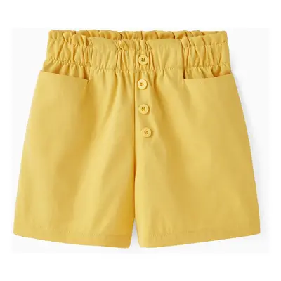 Cute High-Waisted Lace Shorts for Girls, Polyester Fabric, 1pc Set, Casual Style, Solid Color