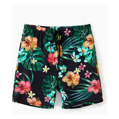 Family Matching Allover Tropical Plant Print One-piece Swimsuit and Swim Trunks