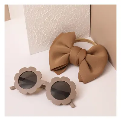 2pcs Toddler Bow Decor Headband and Sunglasses Set