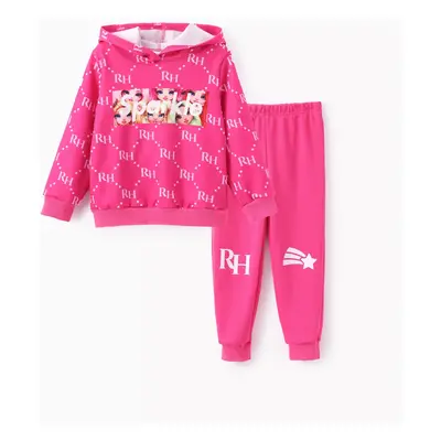 Rainbow High Toddler/Kid Girl 2pcs All-over Hoodie Sweatshirt and Pants Set