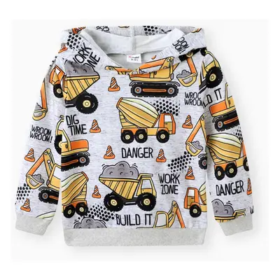 Toddler Boy Vehicle Excavator Print Hoodie Sweatshirt