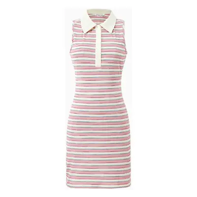 Mommy and Me Preppy Style Pink and White Striped Sleeves Polo Neck Bodycon Dress/Co-ord set