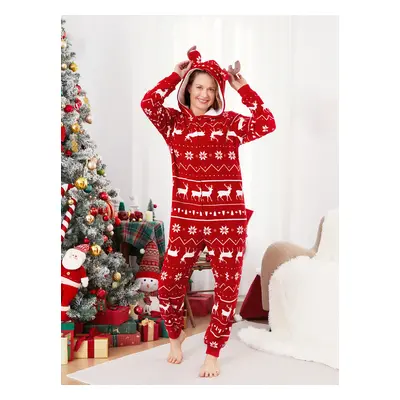 Christmas Pajamas Sets Polar Fleece 3D Antler Reindeer Pattern Onesies Matching Family Outfits