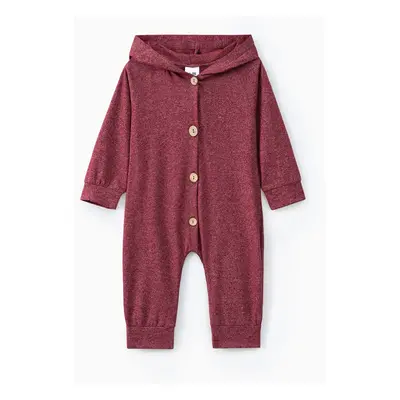 Baby Boy/Girl Solid Hooded Jumpsuit