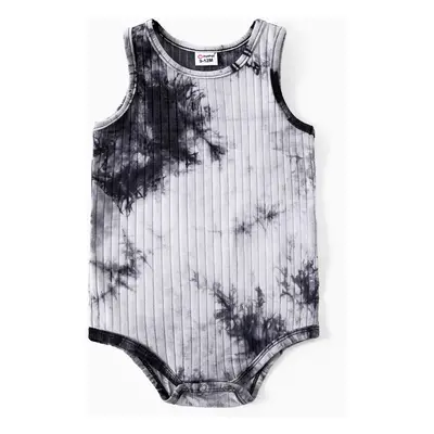 Mommy and Me Black and white Tie-dyed Drawstring Romper