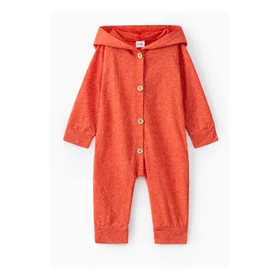 Baby Boy/Girl Solid Hooded Jumpsuit