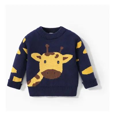 Baby Boy Giraffe Embroidery Long-sleeve Sweater