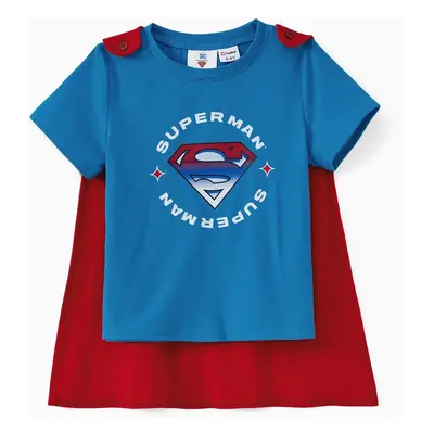 Justice League Family Matching Cotton Superman Logo Print Tee/Onesie with Superman Cape