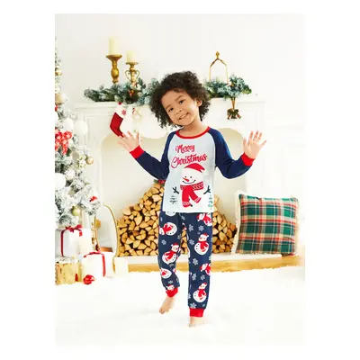 Christmas Snowman & Letter Print Family Matching Raglan-sleeve Pajamas Sets