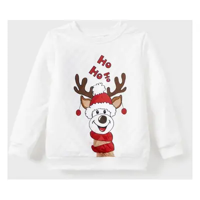 Christmas Family Matching Reindeer Print Long-sleeve Tops