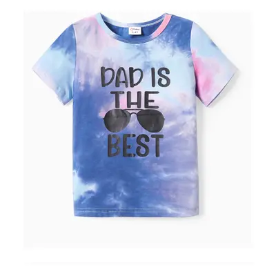 Family Matching Tie-Dye Sunglasses Pattern Short Sleeves Tops