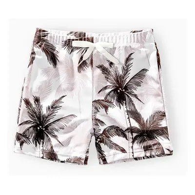 Family Matching Allover Coconut Tree Print Spliced Ruched Two-Piece Swimsuit or Swim Trunks