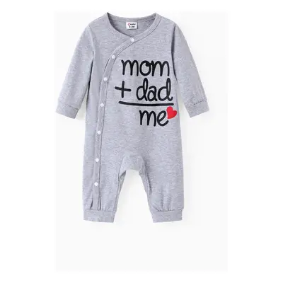 Baby Boy/Girl 95% Cotton Long-sleeve Love Heart and Letter Print Jumpsuit