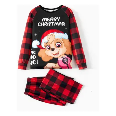 PAW Patrol Family Matching Christmas Red Plaid Long-sleeve Cartoon Graphic Pajamas Sets (Flame R