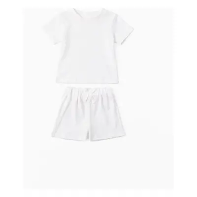 2pcs Baby Boy/Girl 95% Cotton Short-sleeve Solid Cable Knit Tee and Shorts Set