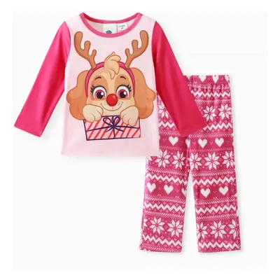 PAW Patrol 2pcs Toddler Boy/Girl Marshall Skye Chase Long-sleeve Tee and Polar Fleece Pants Paja