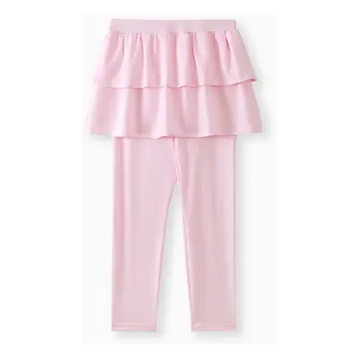 Kid Girl Solid Color Elasticized Skirt Leggings