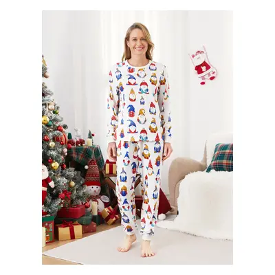 Christmas Pajamas Family Matching Allover Colorful Gnome Pattern Long Sleeves Pajamas Sets