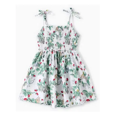 Toddler Girl Rabbit Print Smocked Cami Dress