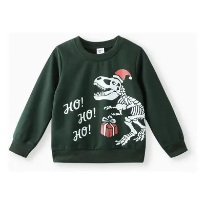 Toddler Boy Christmas Dinosaur Pattern Hooded Pullover