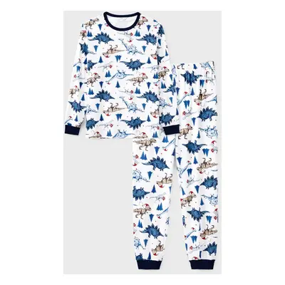 Christmas Pajamas Family Set Dinosaur Pattern Henley Neck Button PJs