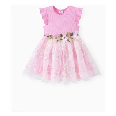 Baby/Toddler Girl Sweet 3D Flower Mesh Dress