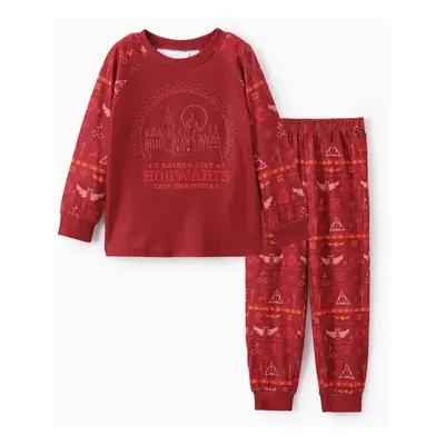 Harry Potter Family matching Christmas Hogwarts Pattern Pajamas Set(Flame Resistant)