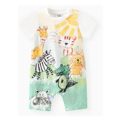 100% Cotton Animal Print Short-sleeve Baby Romper