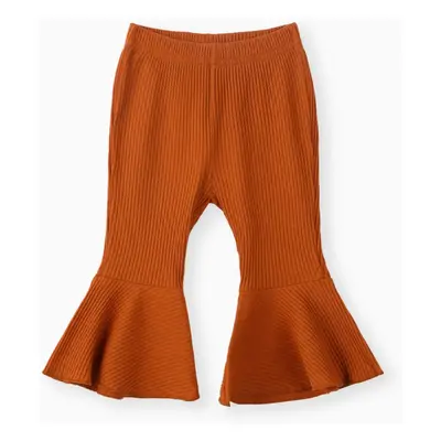 Baby Girl Solid Basic Ribbed Pants