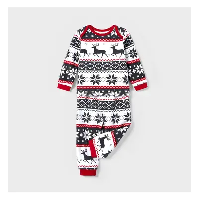 Christmas Family Matching Reindeer & Snowflake All-over Print Long-sleeve Fleece Pajamas Sets